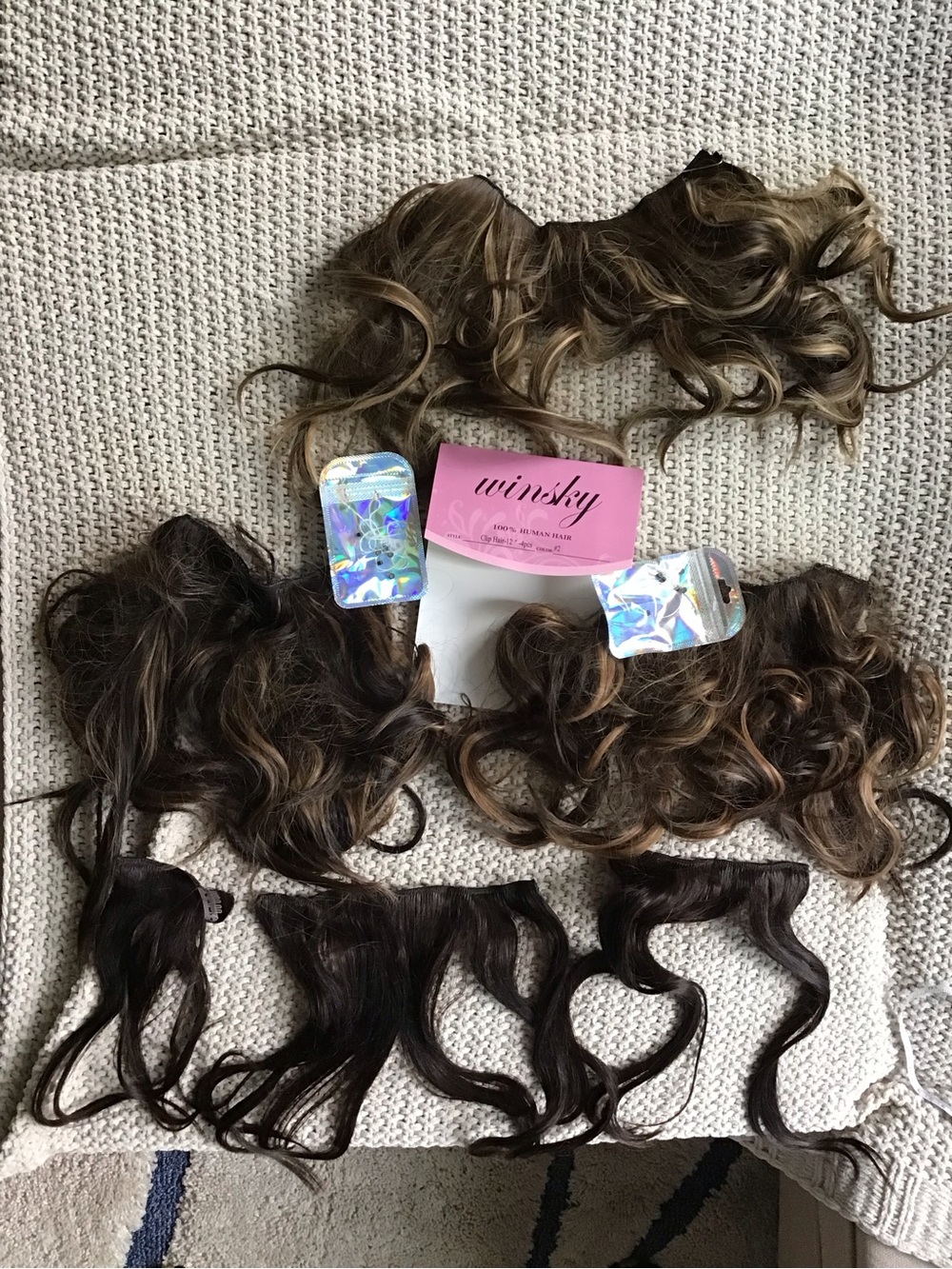 100% real hair Winsky Hair Extensions - Natural Brown to Honey Highlights